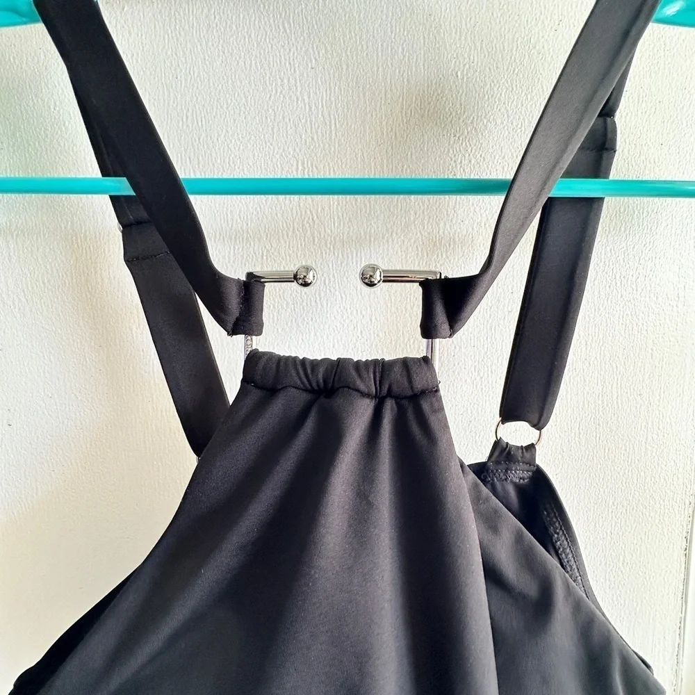 NWT - MICHAEL Michael Kors High Neck One Piece Swimsuit - Solids Black Size 8